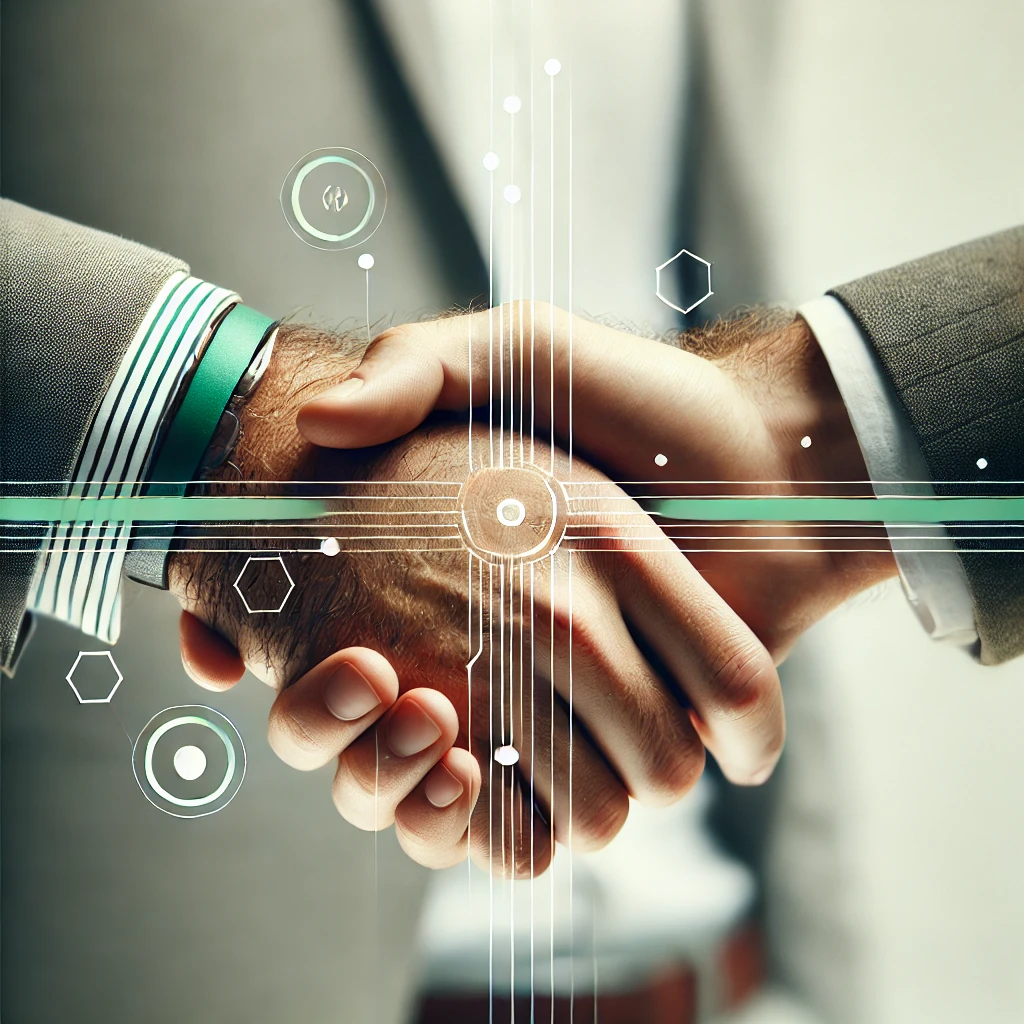 DALL·E 2024-11-20 18.00.35 - A professional and minimalistic image of a business handshake, symbolizing collaboration and partnership. The focus is on two hands shaking, with a cl